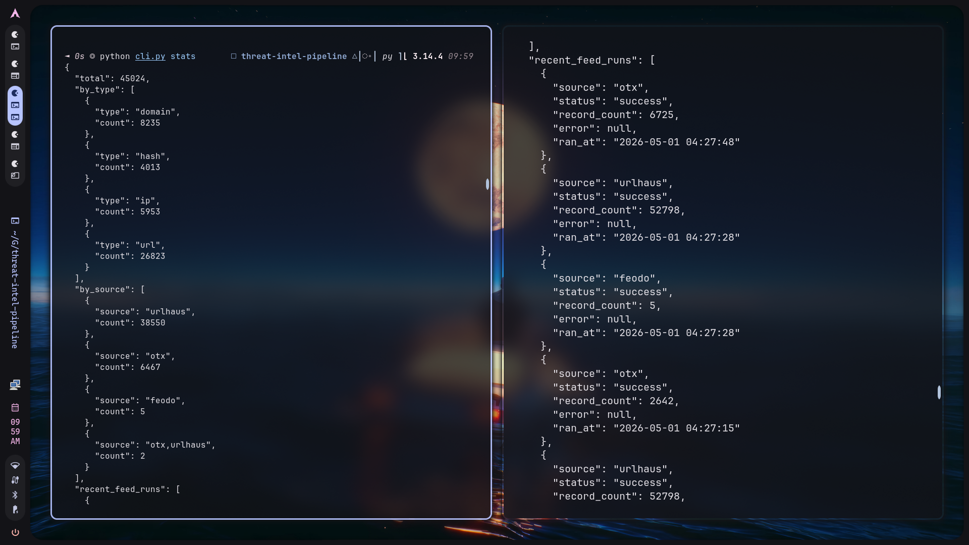 SQLite stats and feed health