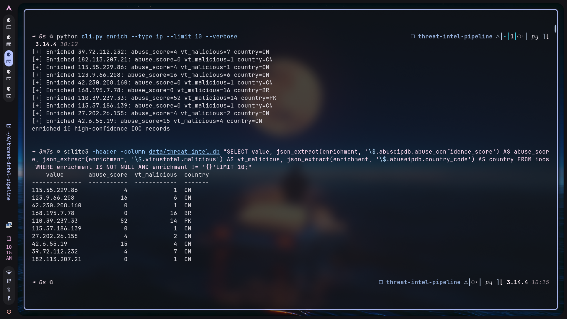 API enrichment and DB query