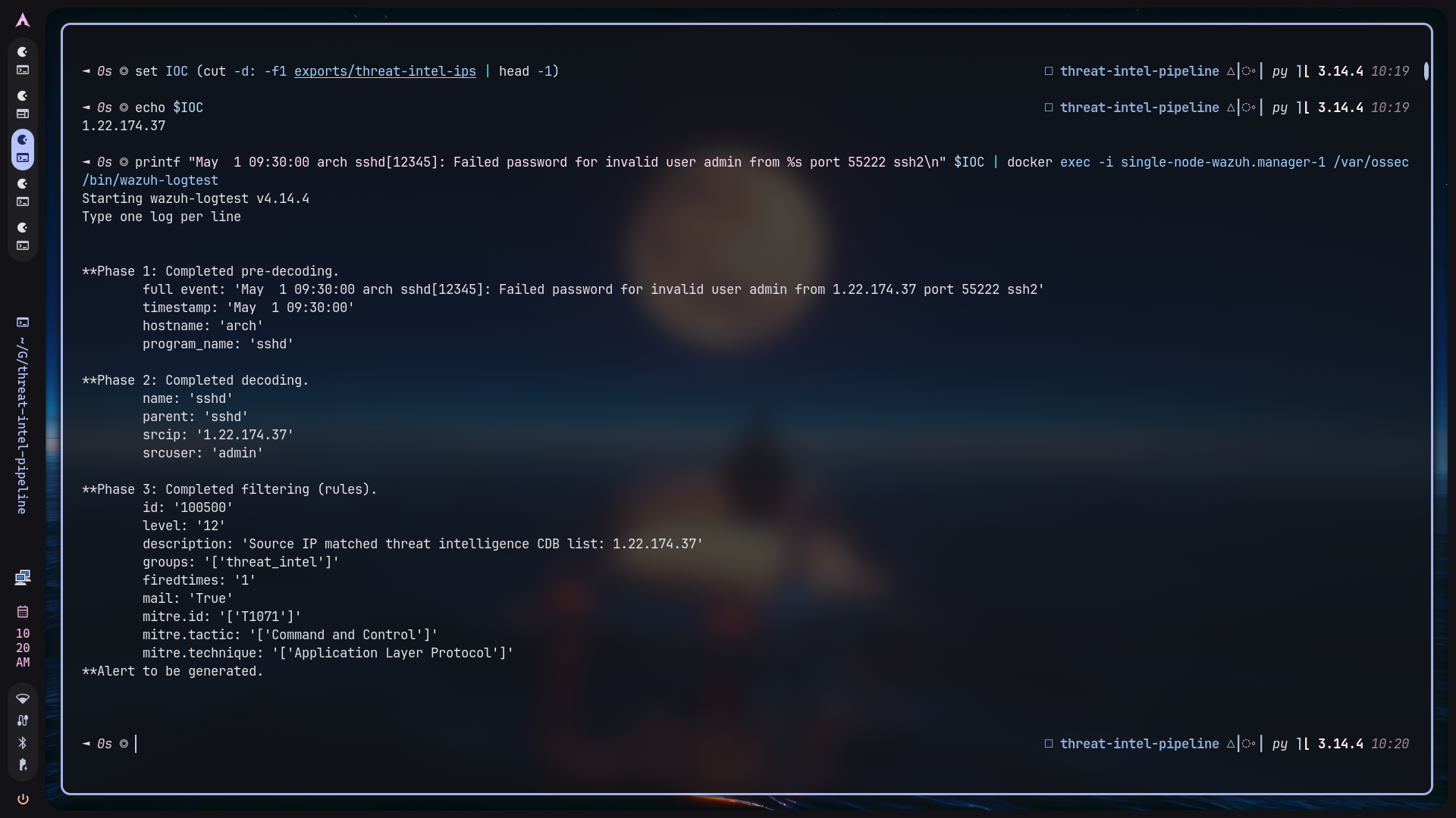 Wazuh logtest alert